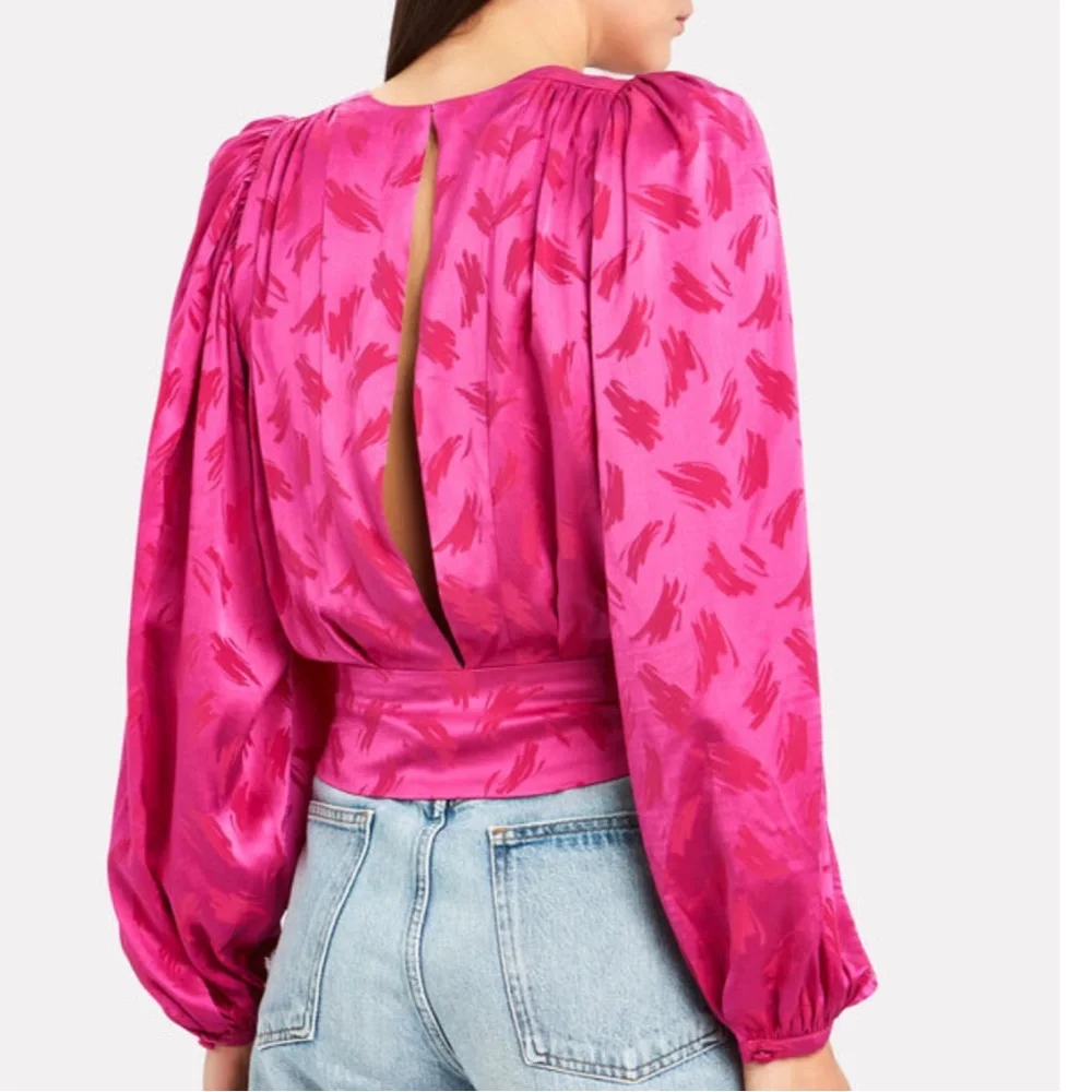 NWT Ronny Kobo Eugenia Jacquard Top Silk Blend Pink Size Small - Picture 2 of 16